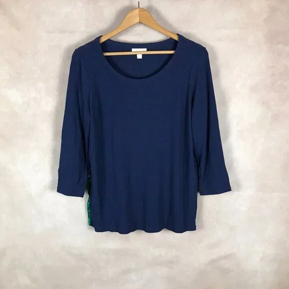 Charter Club Pleated-Back Ribbed 3/4 Sleeve Top NEW MEDIUM - Picture 6 of 10